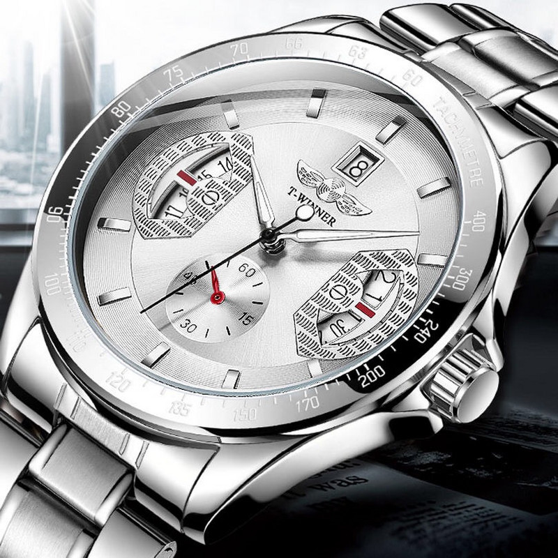 Legjobb márkagyőztes férfi karórák átlátszó divat gyémánt világító felszerelés Férfi mechanikus csontváz Royal Design karóra