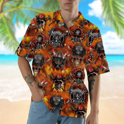 Firefighter Skull 3D kõikjal trükitud Hawaii särk Meeste naiste Harajuku vabaaja särk Unisex