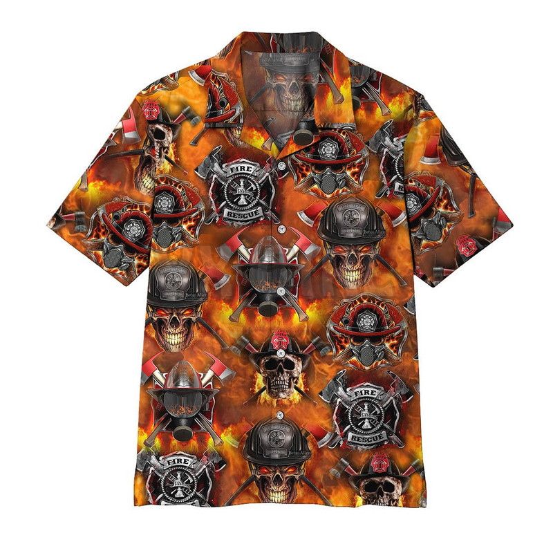 Firefighter Skull 3D kõikjal trükitud Hawaii särk Meeste naiste Harajuku vabaaja särk Unisex