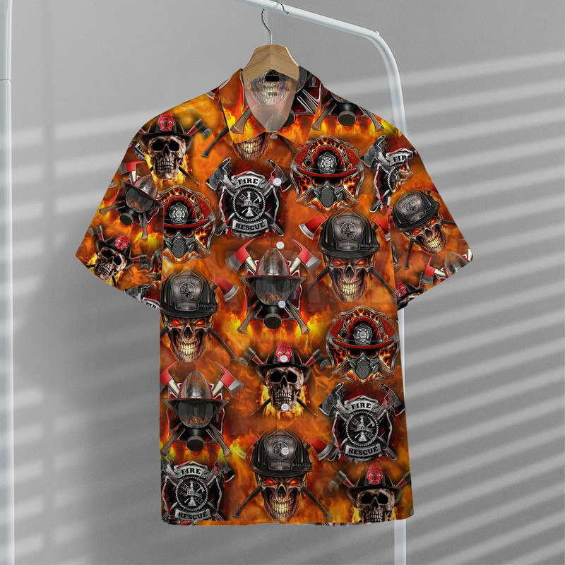 Firefighter Skull 3D kõikjal trükitud Hawaii särk Meeste naiste Harajuku vabaaja särk Unisex