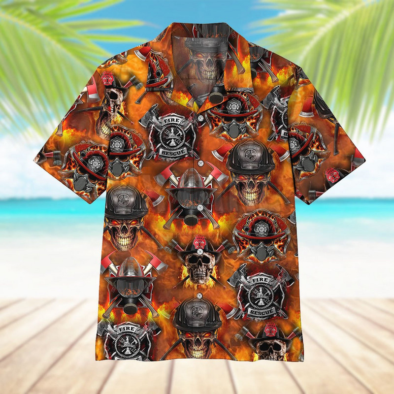 Firefighter Skull 3D kõikjal trükitud Hawaii särk Meeste naiste Harajuku vabaaja särk Unisex