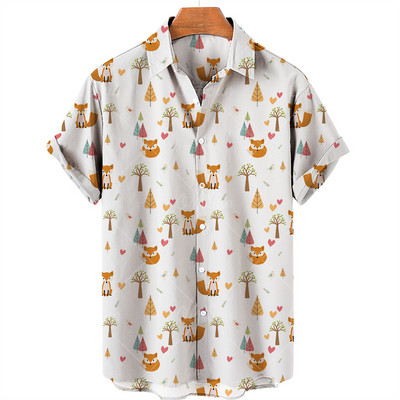 2022. gada Havaju krekli Vīriešu sieviešu 3D animācijas apdruka ar īsām piedurknēm ar vienu pogu brīvi, 5xl unisex krekli