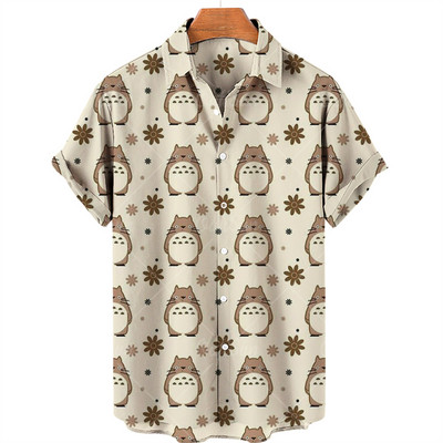 2022. gada Havaju krekli Vīriešu sieviešu 3D animācijas apdruka ar īsām piedurknēm ar vienu pogu brīvi, 5xl unisex krekli