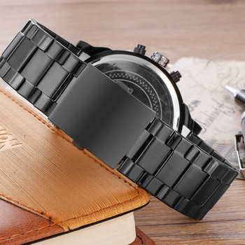 Студен черен мъжки часовник от неръждаема стомана Топ луксозна марка Cagarny 6820 Мъжки кварцови часовници с двоен дисплей Mlitary Relogio Masculino