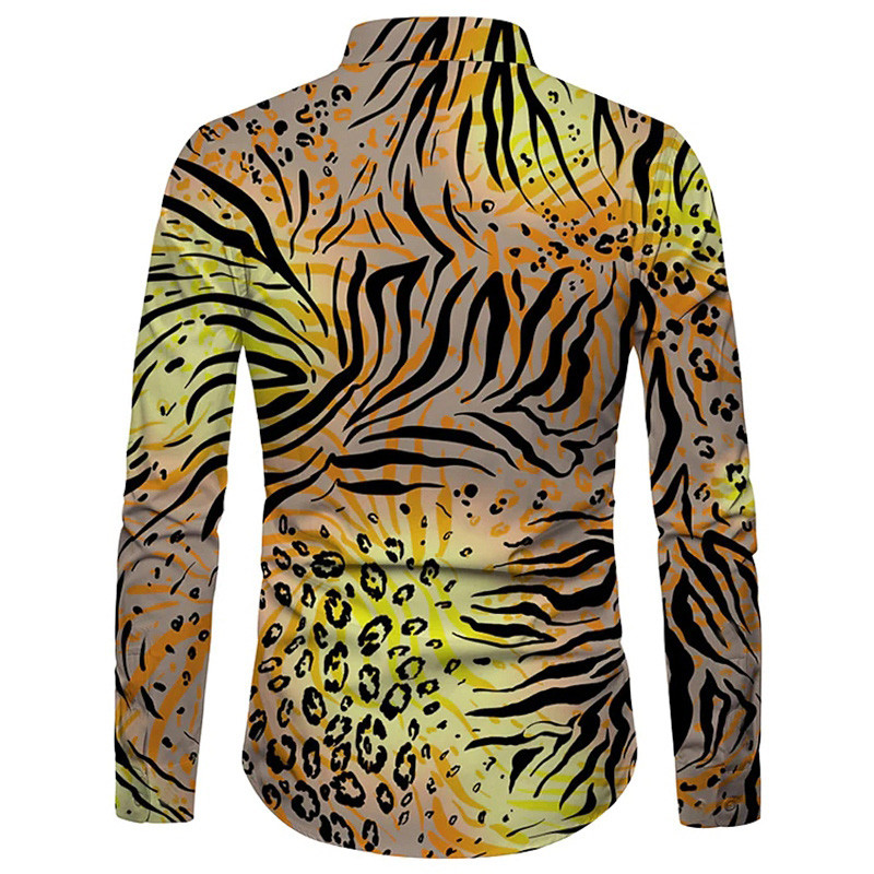 Modes vintage krekli vīriešiem Lielizmēra ikdienas krekls Svītras apdruka ar garām piedurknēm pogas Topi Vīriešu apģērbi Havaju jaka Jauns