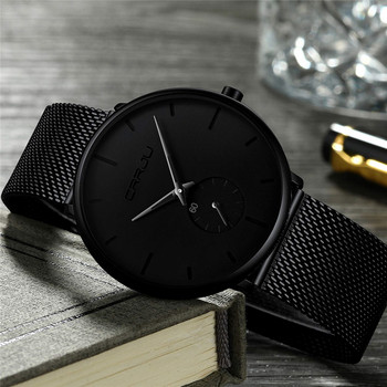 Ρολόι για άντρες CRRJU Κορυφαία επωνυμία Causal Ultra-thin Mesh Steel Wristwatch Ανδρικό Μαύρο Αθλητικό Αδιάβροχο ρολόι χαλαζία Relogio Masculino