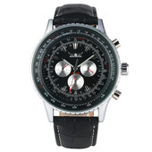 Vīriešu luksusa, automātiski uztinams nerūsējošā tērauda skelets, mehāniskā rokas pulksteņa ciparnīca ar kalendāra augstākās kvalitātes ādas siksniņu