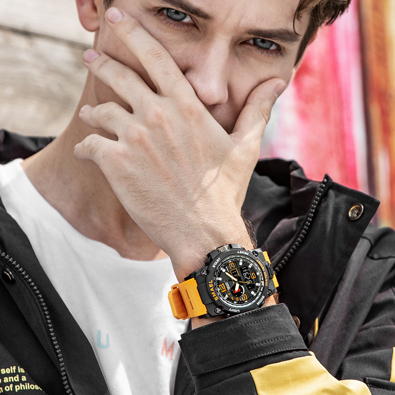 Νέο ανδρικό ψηφιακό αθλητικό ρολόι SMAEL Fashion Ανδρικά ρολόγια LED αδιάβροχα χαλαζία Κορυφαία μάρκα Luxury Chrono Count Ανδρικά ρολόγια χειρός