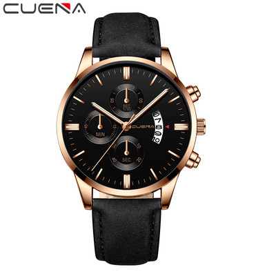 CUENA luksus zīmola vīriešu pulksteņi ādas siksniņas kvarca pulkstenis sporta ikdienas militārais pulkstenis ūdensizturīgs rokas pulkstenis Relogio Masculino