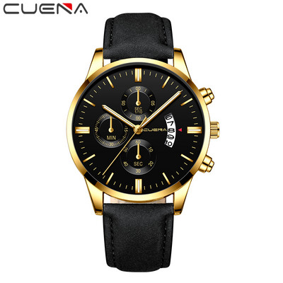 CUENA luksus zīmola vīriešu pulksteņi ādas siksniņas kvarca pulkstenis sporta ikdienas militārais pulkstenis ūdensizturīgs rokas pulkstenis Relogio Masculino