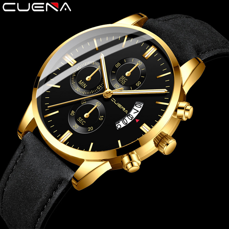 CUENA luksus zīmola vīriešu pulksteņi ādas siksniņas kvarca pulkstenis sporta ikdienas militārais pulkstenis ūdensizturīgs rokas pulkstenis Relogio Masculino