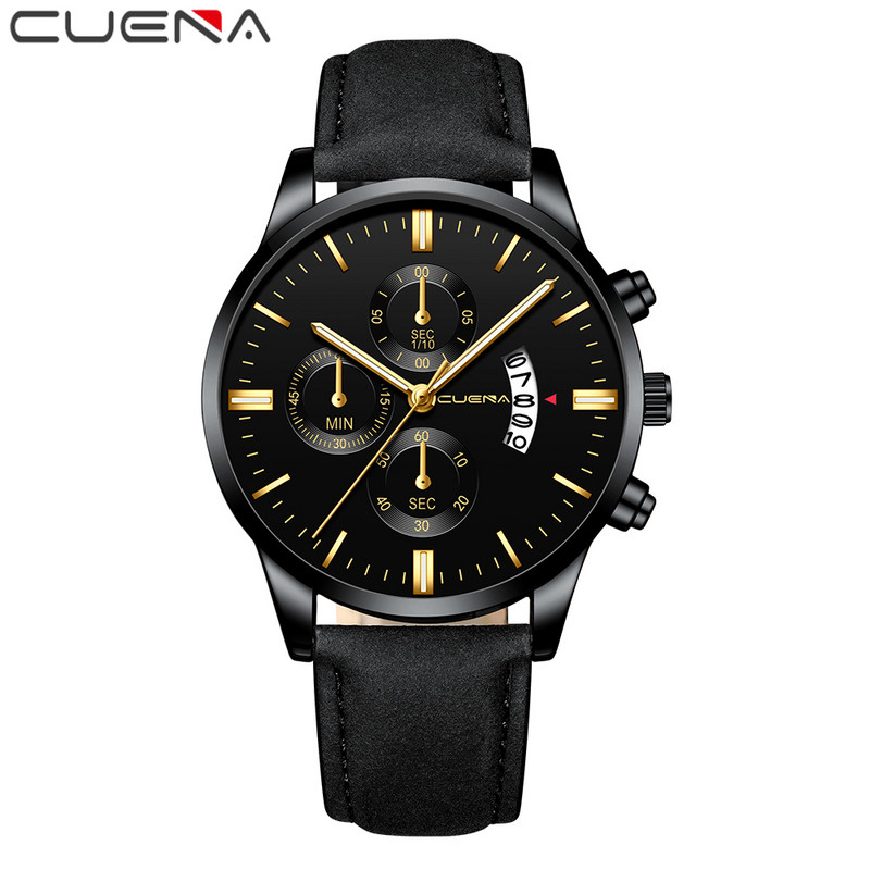 CUENA luksus zīmola vīriešu pulksteņi ādas siksniņas kvarca pulkstenis sporta ikdienas militārais pulkstenis ūdensizturīgs rokas pulkstenis Relogio Masculino