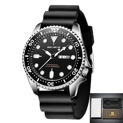 Ben Nevis jauni vīriešu pulksteņi, gumijas siksniņas, kvarca pulkstenis, spīdošs rokas militārs ūdensizturīgs rokas pulkstenis vīrietim Relogios Masculinos