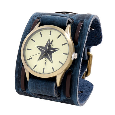 Jaunas ierašanās jostas siksniņa īstas ādas pulkstenis Punk Retro Vintage plata ietīšana vīriešu rokassprādze sievietēm rotaslietas bezmaksas piegāde