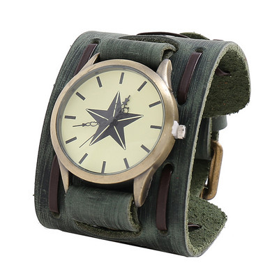 Jaunas ierašanās jostas siksniņa īstas ādas pulkstenis Punk Retro Vintage plata ietīšana vīriešu rokassprādze sievietēm rotaslietas bezmaksas piegāde