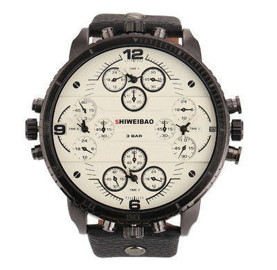 Must nahast randmekell meeste kvartskelladele, suur korpus, sõjaväeline Relogio Masculino luksuslik meestekell