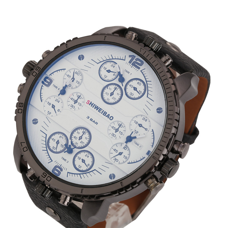 Must nahast randmekell meeste kvartskelladele, suur korpus, sõjaväeline Relogio Masculino luksuslik meestekell