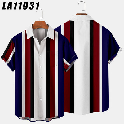 Meeste särk Y2k hombre triibulise mustriga lühikeste varrukatega särk meeste tänava Hawaii retro särk Harajuku meeste särk 01