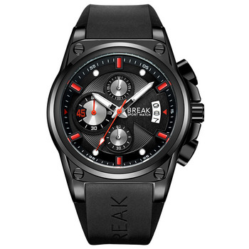 BREAK Ανδρικά πολυτελή δημοφιλή επώνυμα Casual Fashion Wristwatch Sport Chronograph Calendar Αδιάβροχο Rubber Band Relogio Quartz Ρολόι