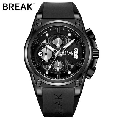 BREAK Muški luksuzni popularni brend Ležerni modni ručni sat Sportski kronografski kalendar Vodootporni Relogio kvarcni sat s gumenom trakom