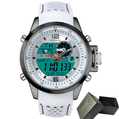 Ανδρικά αθλητικά ρολόγια μάρκας BOAMIGO διπλής ώρας ψηφιακό ρολόι από καουτσούκ αναλογικό χαλαζία ρολόι κολύμβησης χρονογράφος ρολόγια χειρός reloj hombre