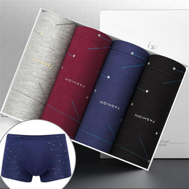 4db Boxer Shorts Férfi Bugyi Divat Férfi Boxer Szexi Légáteresztő Kényelmes Többszínű szett Alsónadrág Férfi Férfi Alsónadrág
