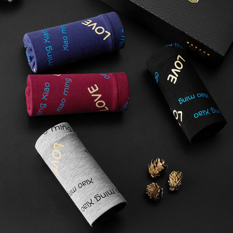 4db Boxer Shorts Férfi Bugyi Divat Férfi Boxer Szexi Légáteresztő Kényelmes Többszínű szett Alsónadrág Férfi Férfi Alsónadrág