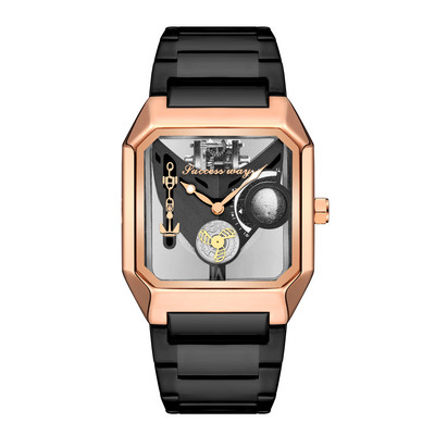 2023 Novi satovi Kvadratni unikatni sportski muški satovi s prozirnim brojčanikom Kvarcni sat Šuplji muški satovi Ručni sat Relogio Masculino