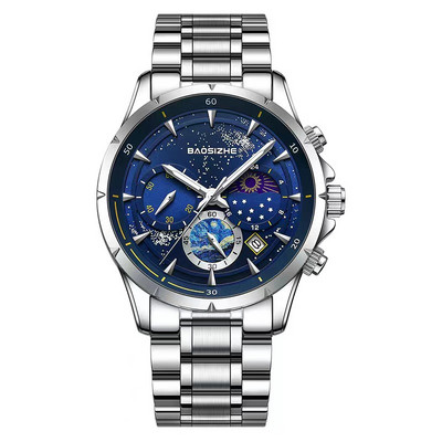 Starry Sky Chronograph luxus karórák férfiaknak Sport rozsdamentes acél karórák Férfi katonai karórák Ultra vékony, fényes