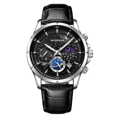 Starry Sky Chronograph luxus karórák férfiaknak Sport rozsdamentes acél karórák Férfi katonai karórák Ultra vékony, fényes