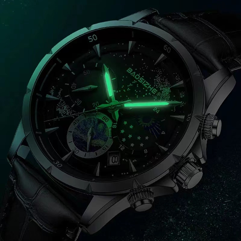 Starry Sky Chronograph luxus karórák férfiaknak Sport rozsdamentes acél karórák Férfi katonai karórák Ultra vékony, fényes