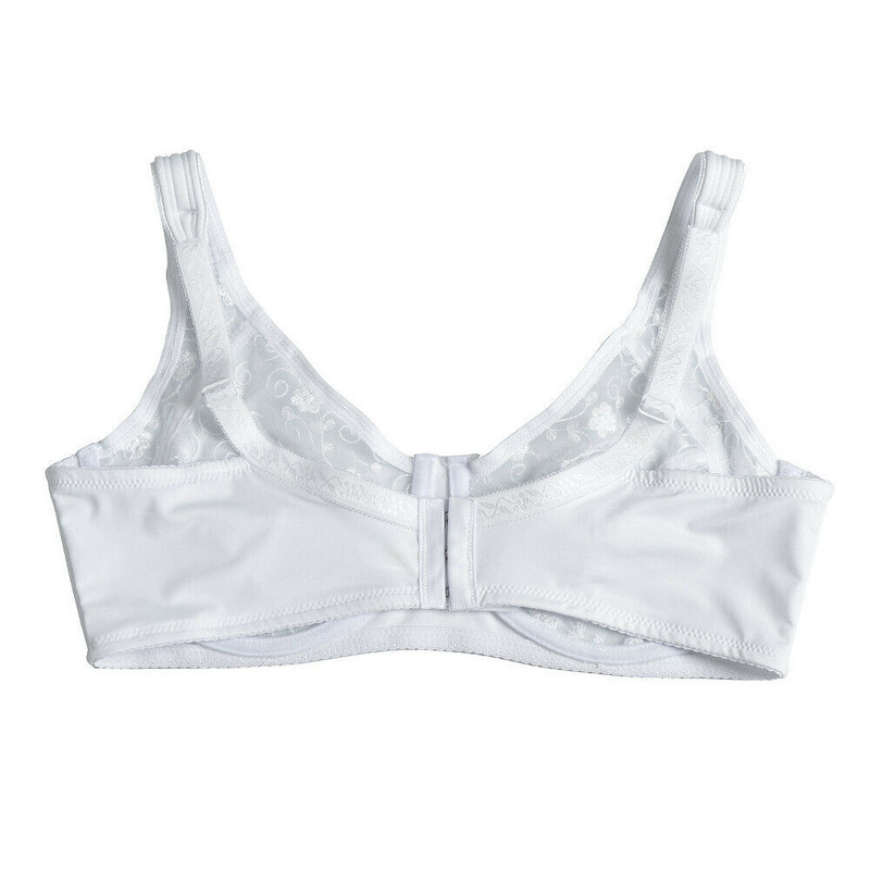 YBCG vientisas baltas nėriniuotas apatinis trikotažas itin plonas be pamušalo moteriškos liemenėlės plius dydžio tinklinis tuščiaviduris liemenėlis, siuvinėjimas gėlėmis