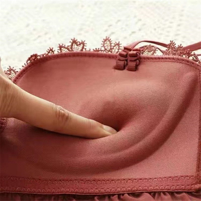 Ensemble Femme 2 Pièces Μαύρο Σετ Σουτιέν χωρίς ραφή και Εσώρουχα Pushup Mesh Ασύρματο Σετ Εσωρούχων Lencería Femenina