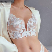 Seksikas prantsuse pitsist tikandid rinnahoidja pesu naiste aluspesu Push Up lilleline läbipaistev pulmarinnahoidja Deep V rinnahoidjad Soutien Gorge