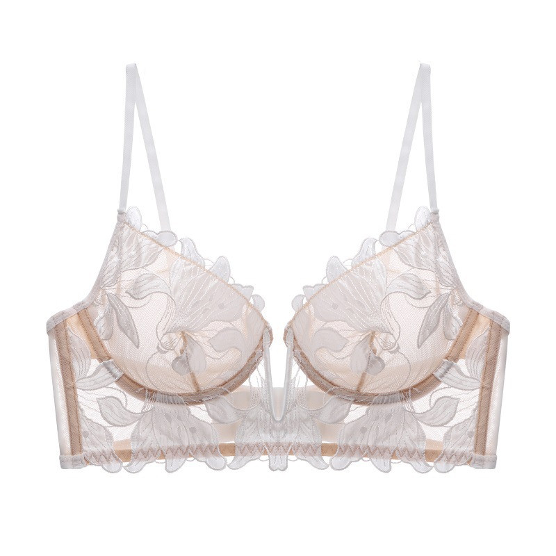Seksikas prantsuse pitsist tikandid rinnahoidja pesu naiste aluspesu Push Up lilleline läbipaistev pulmarinnahoidja Deep V rinnahoidjad Soutien Gorge