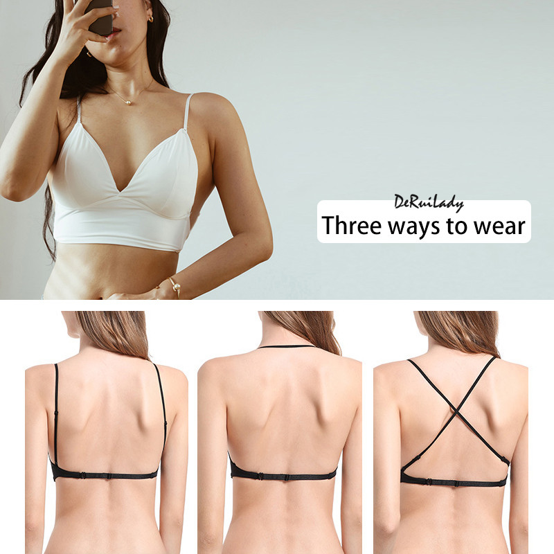 Σέξι U Backless σουτιέν για γυναίκες Εσώρουχα Comfort Ice Silk Wireless Bralette Κορυφαίο λεπτό χωρίς ραφές εσώρουχα Plus Size σουτιέν για γυναίκες