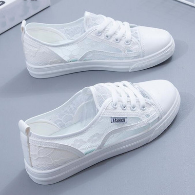 Női fehér Cipők Csipke Légáteresztő nyári diákvászon cipők Lapos cipők Női cipők Lányok Sportcipők Cipők