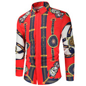 Alkalmi blúz Homme barokk bankett ing Paisley férfi ing Luxus koreai férfi hosszú ujjú nyomtatott ingek Férfi 540