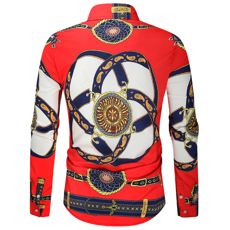 Alkalmi blúz Homme barokk bankett ing Paisley férfi ing Luxus koreai férfi hosszú ujjú nyomtatott ingek Férfi 540