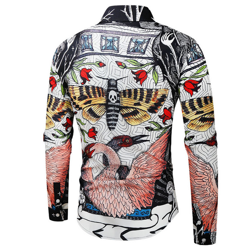 Juhuslik pluus Homme barokk-banketisärk Paisley meeste särk Luksuslik Korea meeste pikkade varrukatega prinditud särgid Meeste Slim Fit