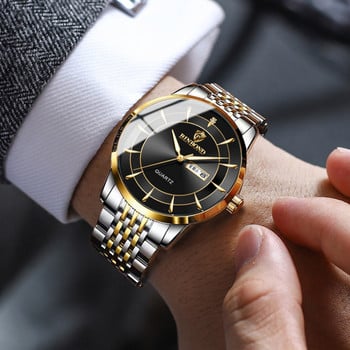 Ανδρικό ρολόι από ατσάλι Πολυτελή αδιάβροχα ρολόγια χειρός από χαλαζία Charm Ανδρικό επαγγελματικό αθλητικό ρολόι Auto Date Week montre homme