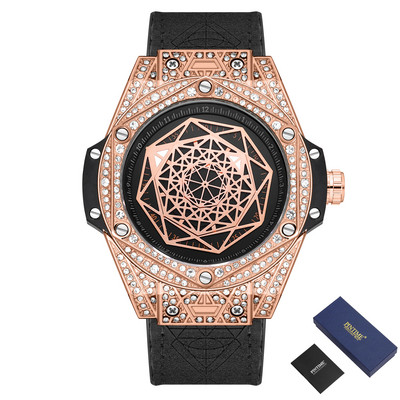 PINTIME Νέο ρολόι Hip Hop Ανδρικά Μοναδικά Ρολόγια Big Dial Πολυτελή Diamond Ice Out Αδιάβροχο Relogio Masculino 2023