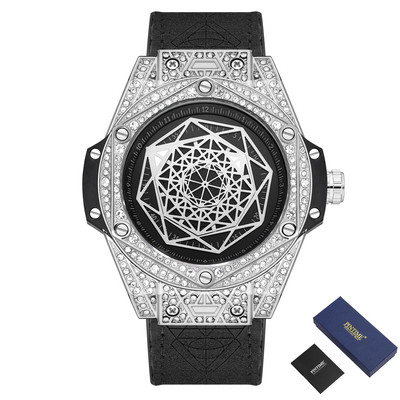 PINTIME Νέο ρολόι Hip Hop Ανδρικά Μοναδικά Ρολόγια Big Dial Πολυτελή Diamond Ice Out Αδιάβροχο Relogio Masculino 2023