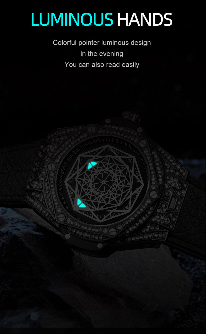 PINTIME Νέο ρολόι Hip Hop Ανδρικά Μοναδικά Ρολόγια Big Dial Πολυτελή Diamond Ice Out Αδιάβροχο Relogio Masculino 2023