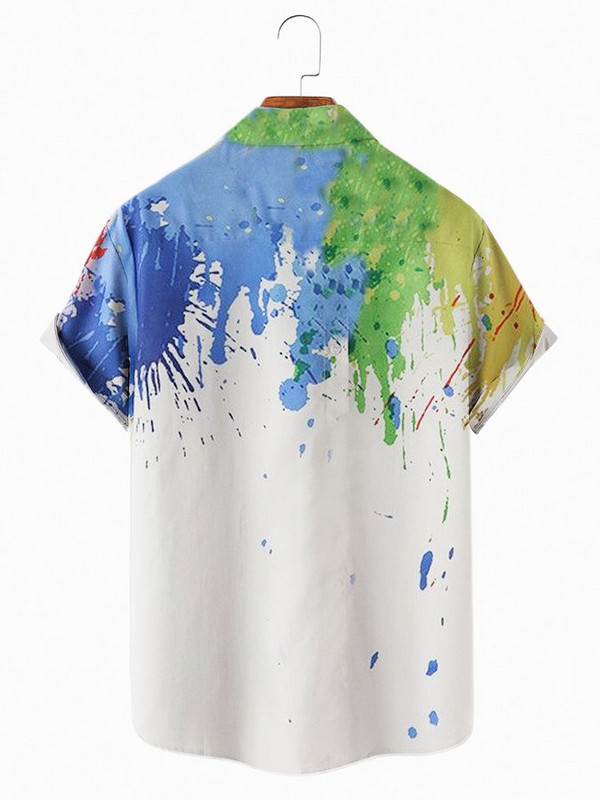 Fehér absztrakt pamutkeverék alkalmi ingek és felsők