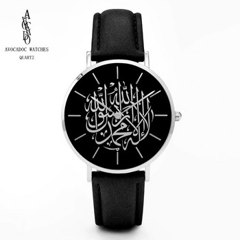 Ανδρικά ρολόγια AVOCADO 2019 Μαύρα αραβικά ρολόγια χειρός χαλαζία Δερμάτινο λουράκι Reloj Arabe Negro
