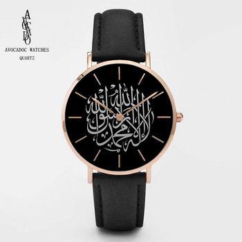 Ανδρικά ρολόγια AVOCADO 2019 Μαύρα αραβικά ρολόγια χειρός χαλαζία Δερμάτινο λουράκι Reloj Arabe Negro