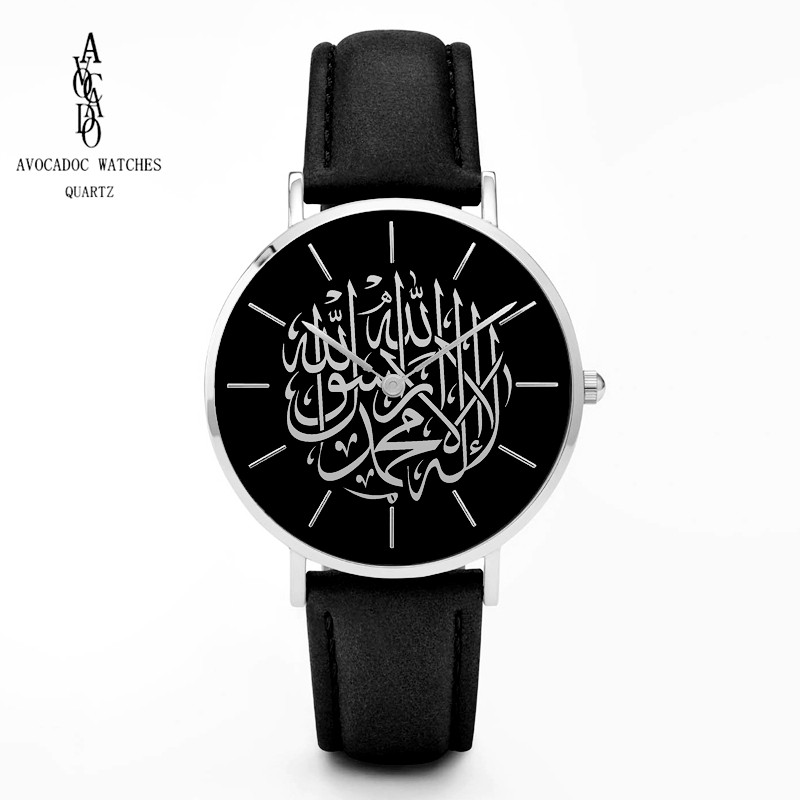 AVOCADO 2019 férfi órák fekete arab kvarc karórák bőr szíj Reloj Arabe Negro