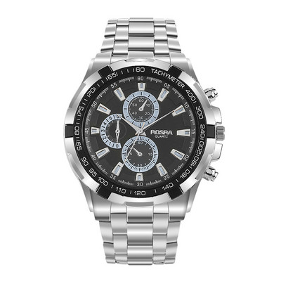 „Rosra Man“ laikrodis Vyriški sportiniai laikrodžiai 3 dekoratyviniai ciferblato metaliniai kvarciniai rankiniai laikrodžiai Pigi Reloj Relogio Masculino
