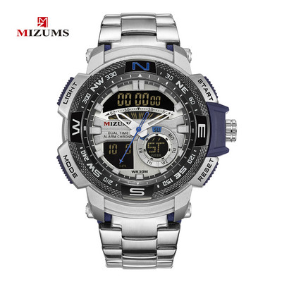 MIZUMS vyriški sportiniai laikrodžiai Prabangūs kvarciniai laikrodžiai, plieninis dirželis, vandeniui atsparus karinis skaitmeninis rankinis laikrodis Relogio Masculino